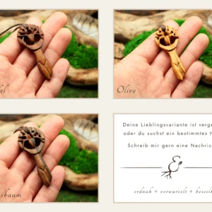 Geschnitzter Cernunnos aus Olivenholz • Talisman & Holzschmuck für Männer – Bild 4