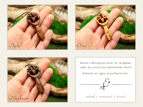 Geschnitzter Cernunnos aus Olivenholz • Talisman & Holzschmuck für Männer