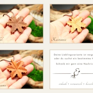 Ahornblatt Kette aus Holz • Blatt Anhänger mit Kette • Blätter Kette als nachhaltiger Schmuck aus Holz und Geschenk für Naturliebhaber – Bild 3