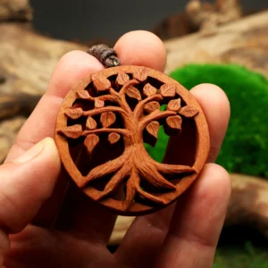 Handgeschnitzter Lebensbaum Kette • Yggdrasil Lebensbaum Anhänger als Schmuck mit Bedeutung