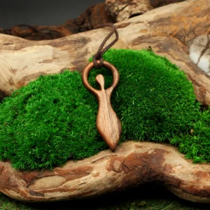 Handgeschnitzte Göttin • Erdgöttin Gaia Anhänger • Naturschmuck mit Bedeutung und spiritueller Holzanhänger – Bild 3